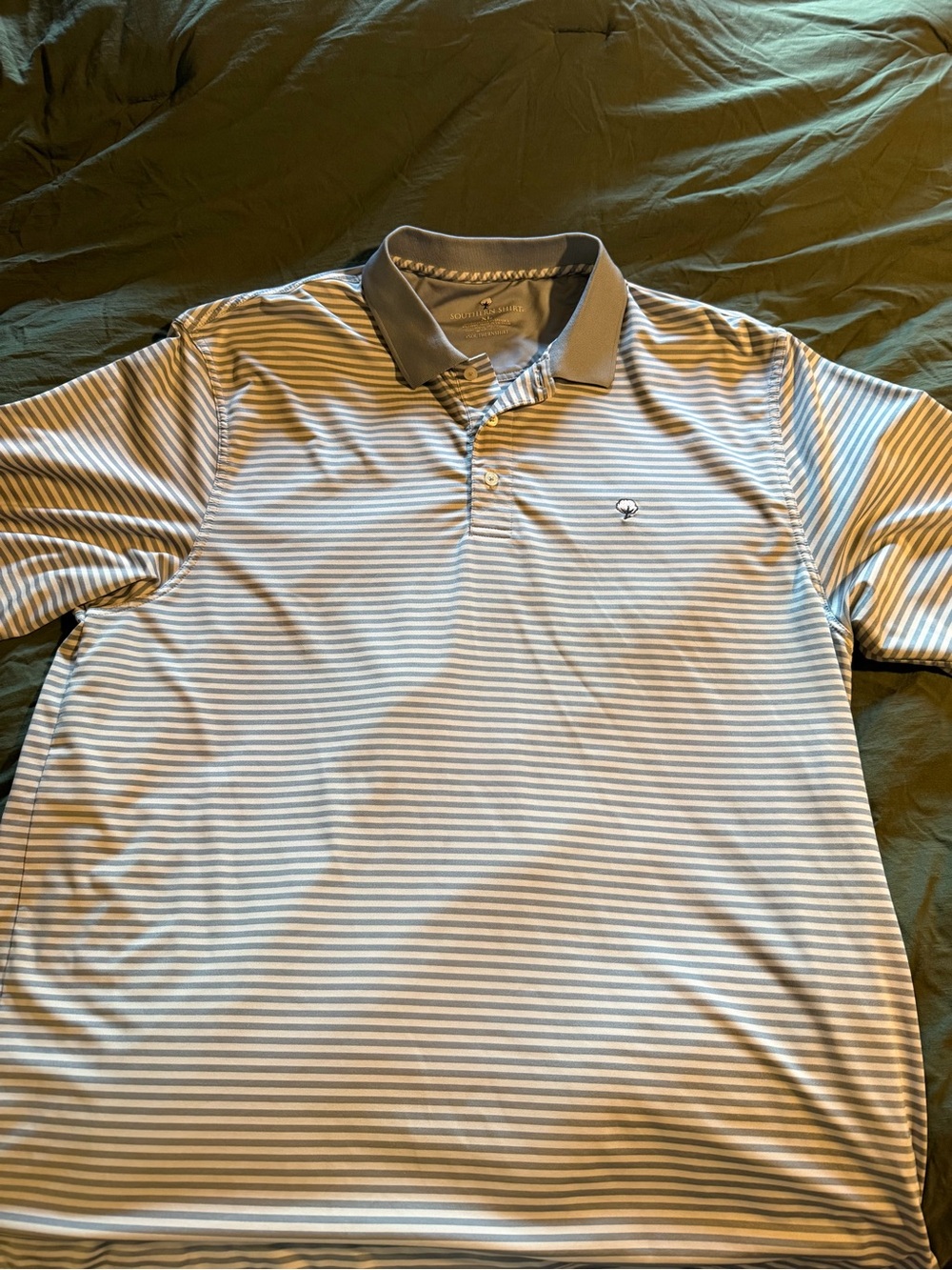 The Southern Shirt Company Men's Light Blue & White Striped Polo